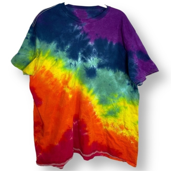 tie dye pride flag galaxy abstract short sleeve tee unisex 2XL crew neck - Picture 1 of 6